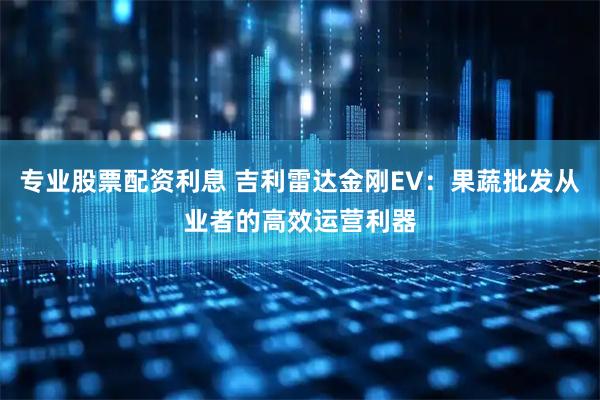 专业股票配资利息 吉利雷达金刚EV：果蔬批发从业者的高效运营利器